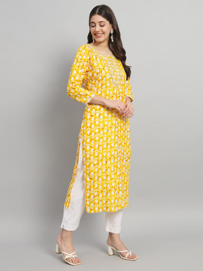 Procion printed rayon straight kurta pant set