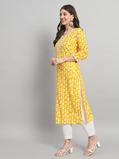 Procion printed rayon straight kurta pant set