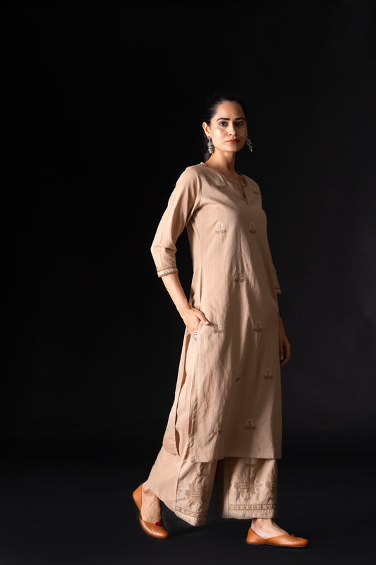 The house of khakhi- Fine embroidered kurta and plazo set