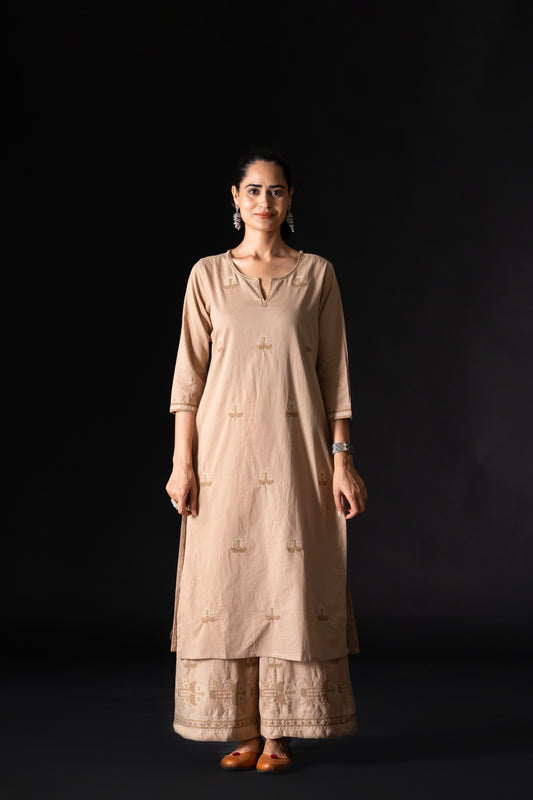 The house of khakhi- Fine embroidered kurta and plazo set