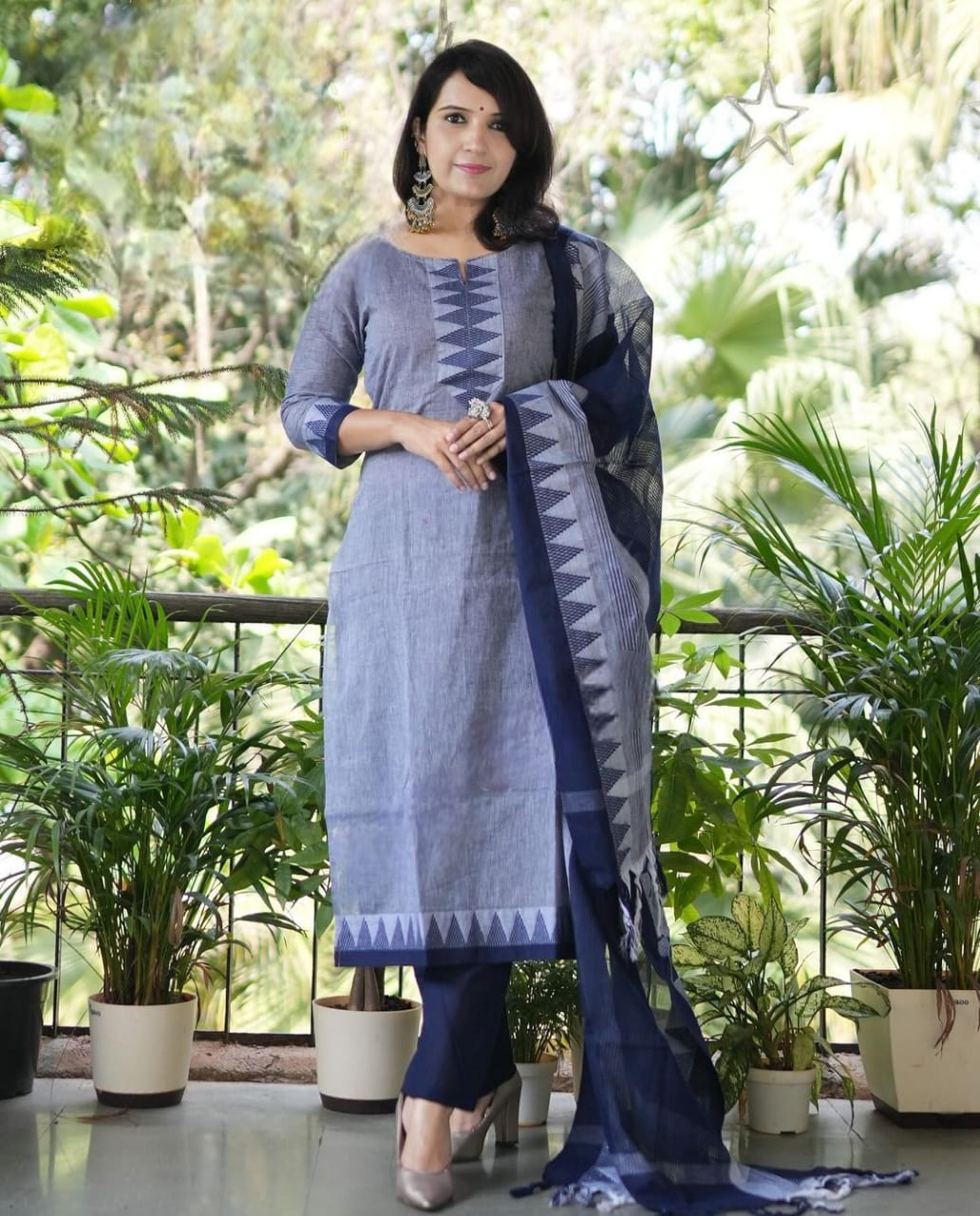 South cotton finish three piece handloon kurta set