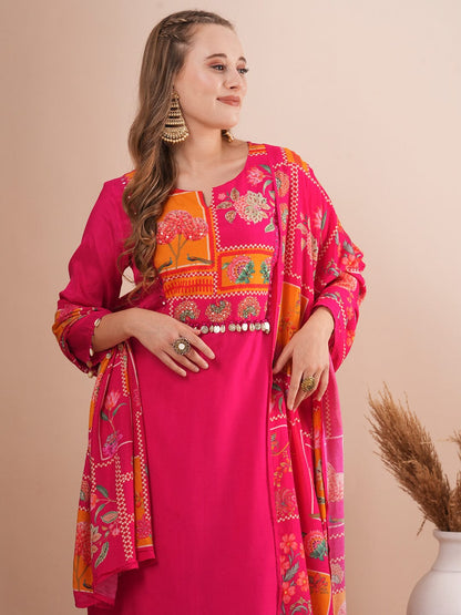 The elegance of roman silk: A three piece kurti set