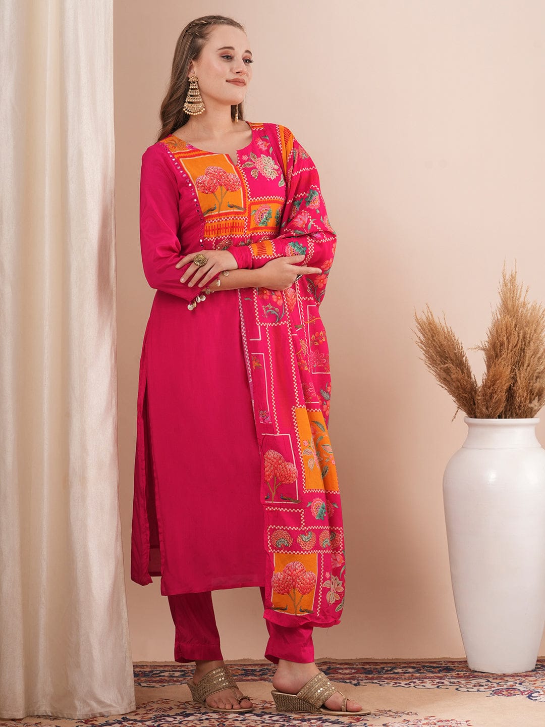 The elegance of roman silk: A three piece kurti set