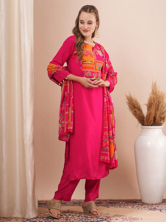 The elegance of roman silk: A three piece kurti set