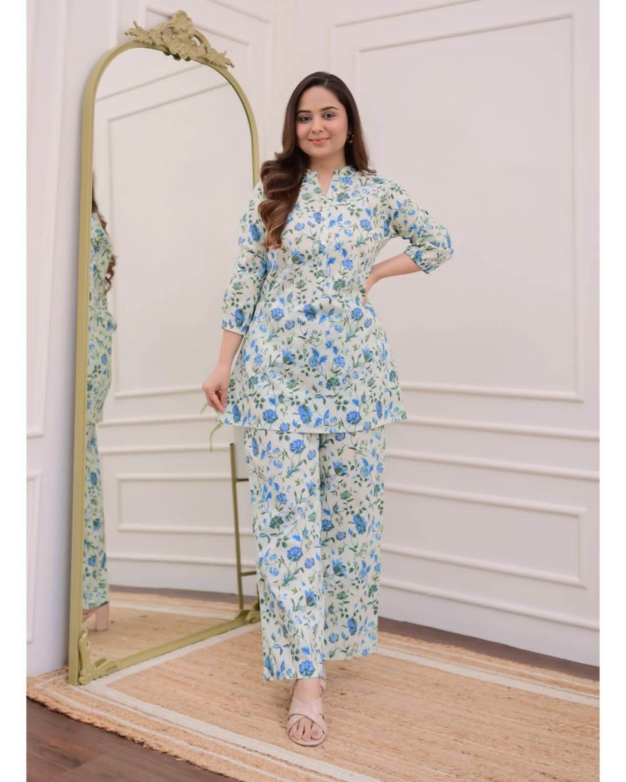 Premmium cotton printed daily wear co-ord set - Eraya