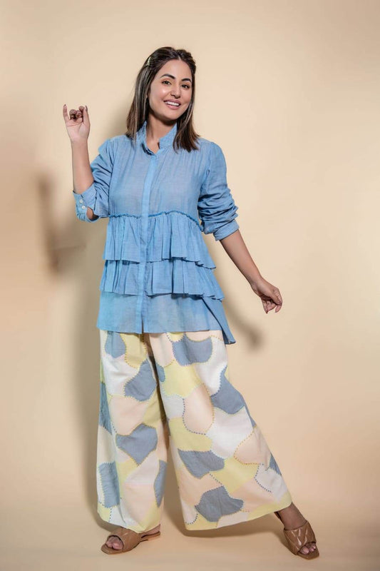 Stylish puff sleeves shirt pattern kurta with plazo - Eraya