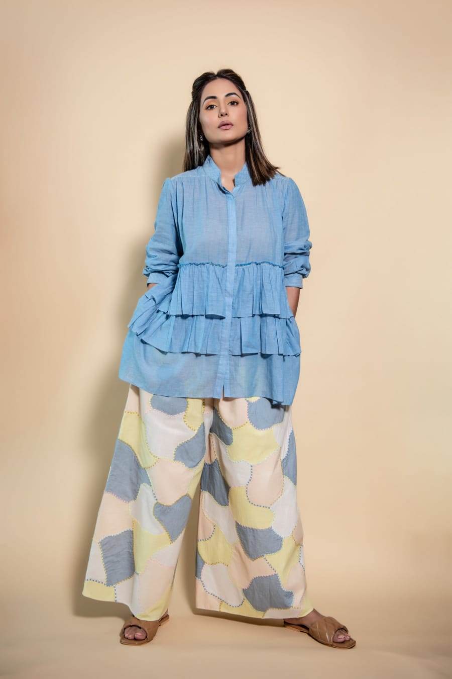 Stylish puff sleeves shirt pattern kurta with plazo - Eraya