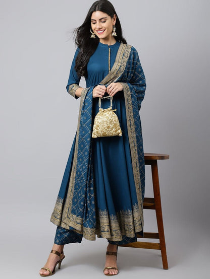 Heavy printed anarkali kurti set