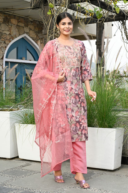 Enchanting maslin silk kurti suit