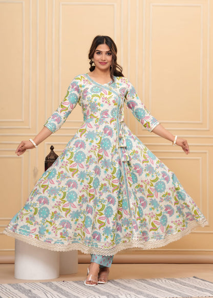 Elegant flaired anarkali stlye suit set