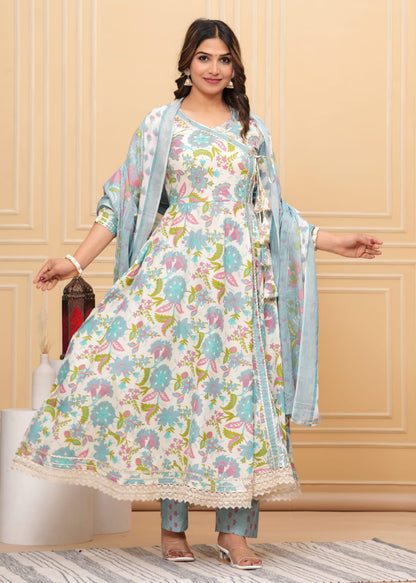 Elegant flaired anarkali stlye suit set