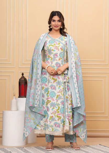 Elegant flaired anarkali stlye suit set