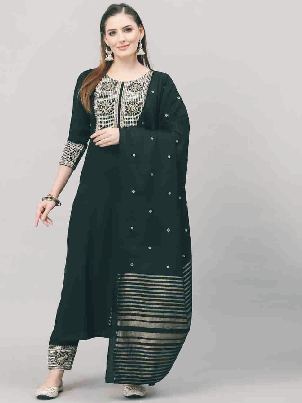 Heavy rayon fabricated embroidered kurti set