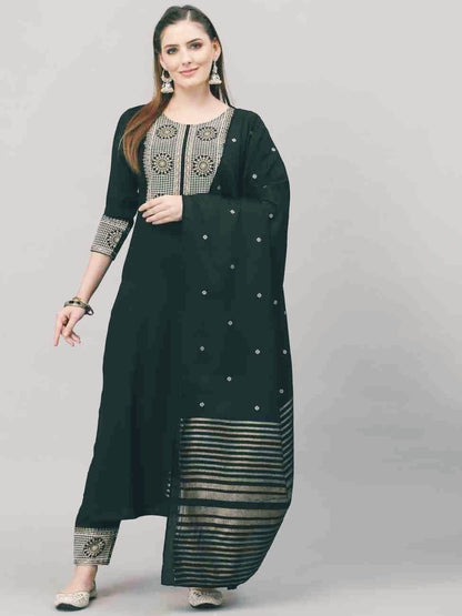 Heavy rayon fabricated embroidered kurti set - Eraya