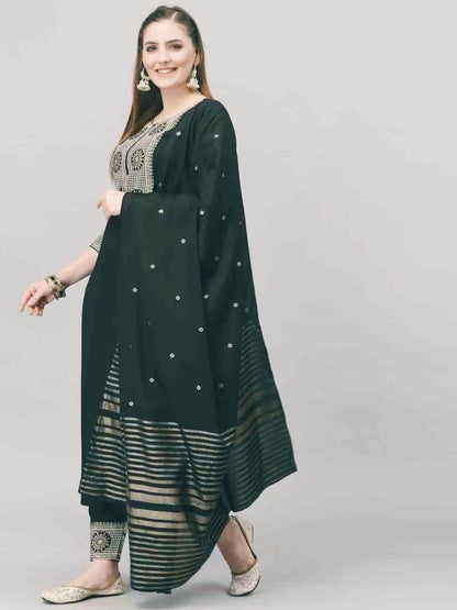 Heavy rayon fabricated embroidered kurti set - Eraya