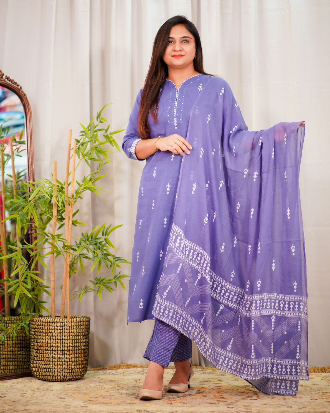 Pure fine cotton fabric kurti set