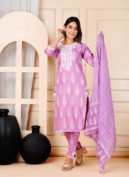 Elegant ekatra print & sequins work kurti set