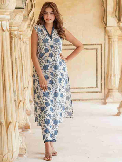 Summer special fine fabric cotton cut sleeves kurti-pant set