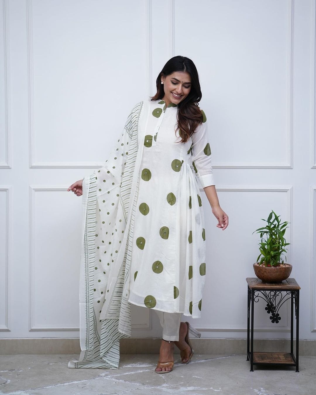 Pure fine cotton white kurti set