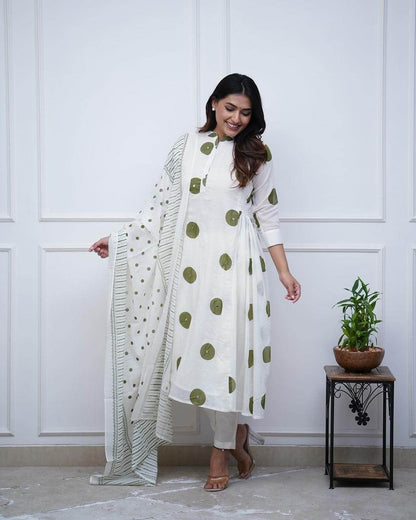 Pure fine cotton white kurti set - Eraya