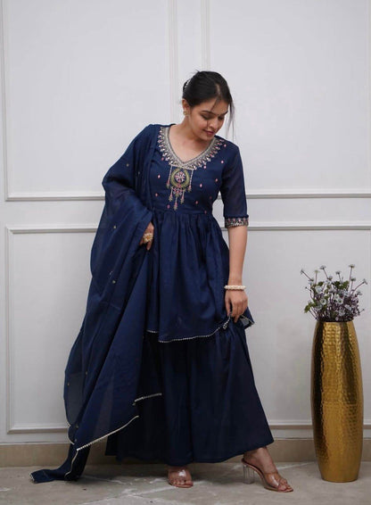 Short flared anarkali-sharara set - Eraya