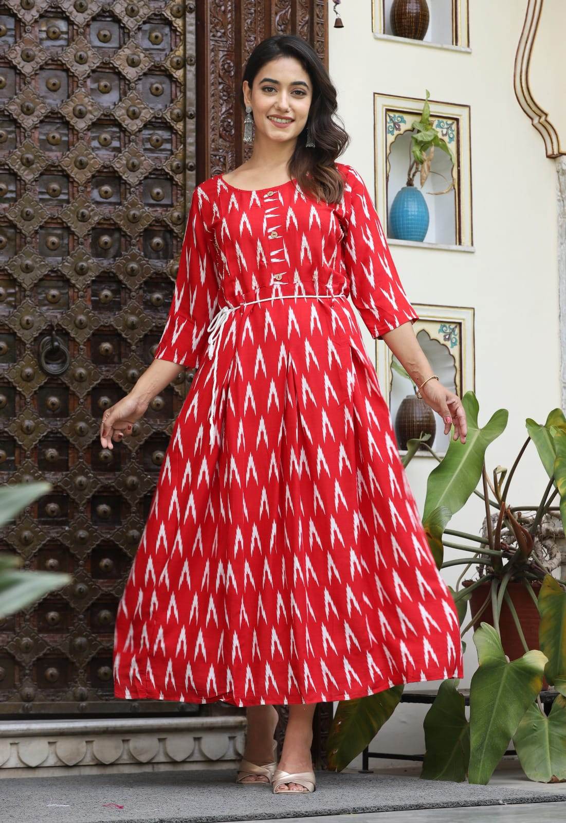 Beautiful printed rayon fabric gown - Eraya